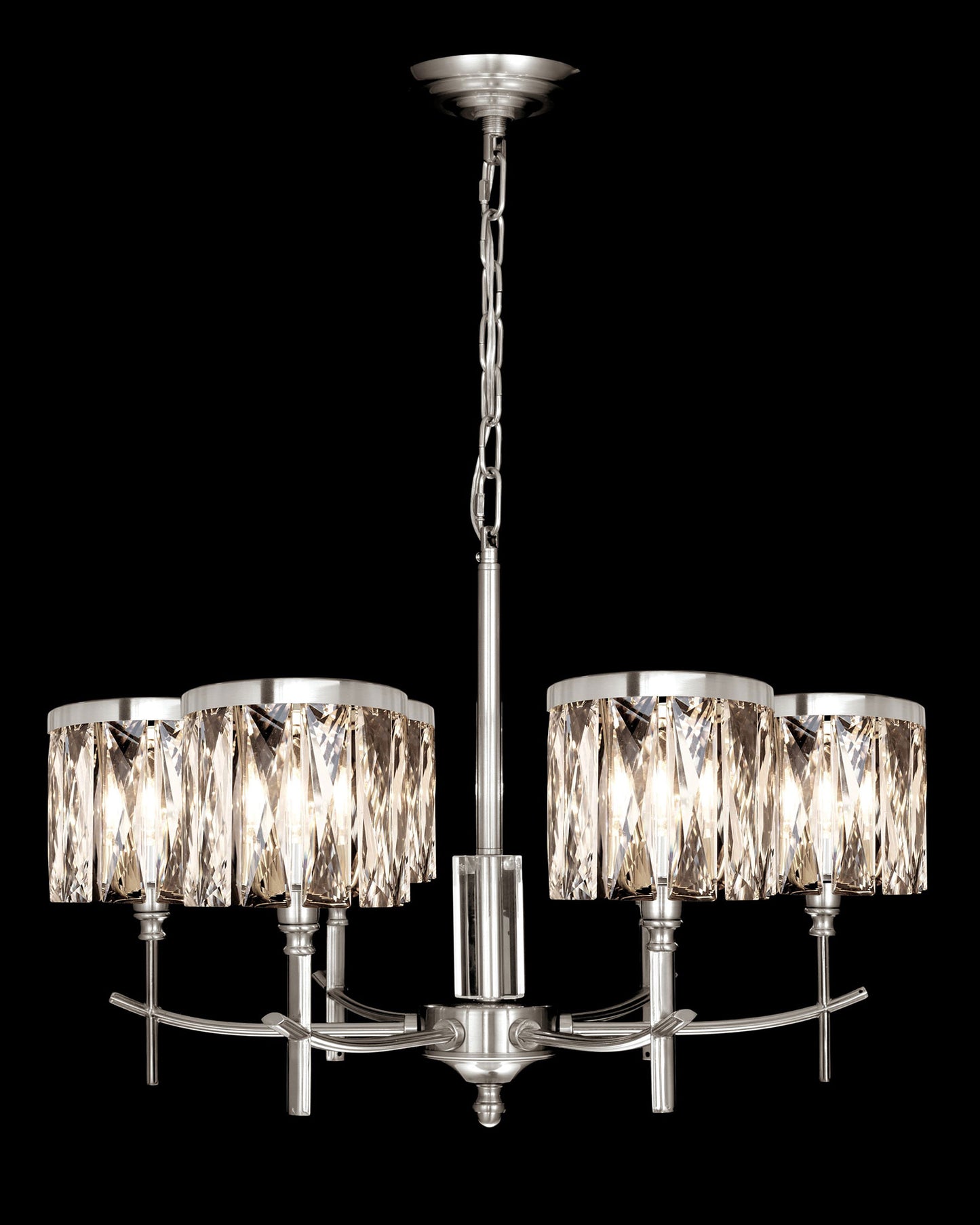 Opulence 6 Arm Chandelier Satin Nickel opulence chandeliers Bedroom Lounge Kitchen Hallway MD737D-6ASN illuminati light