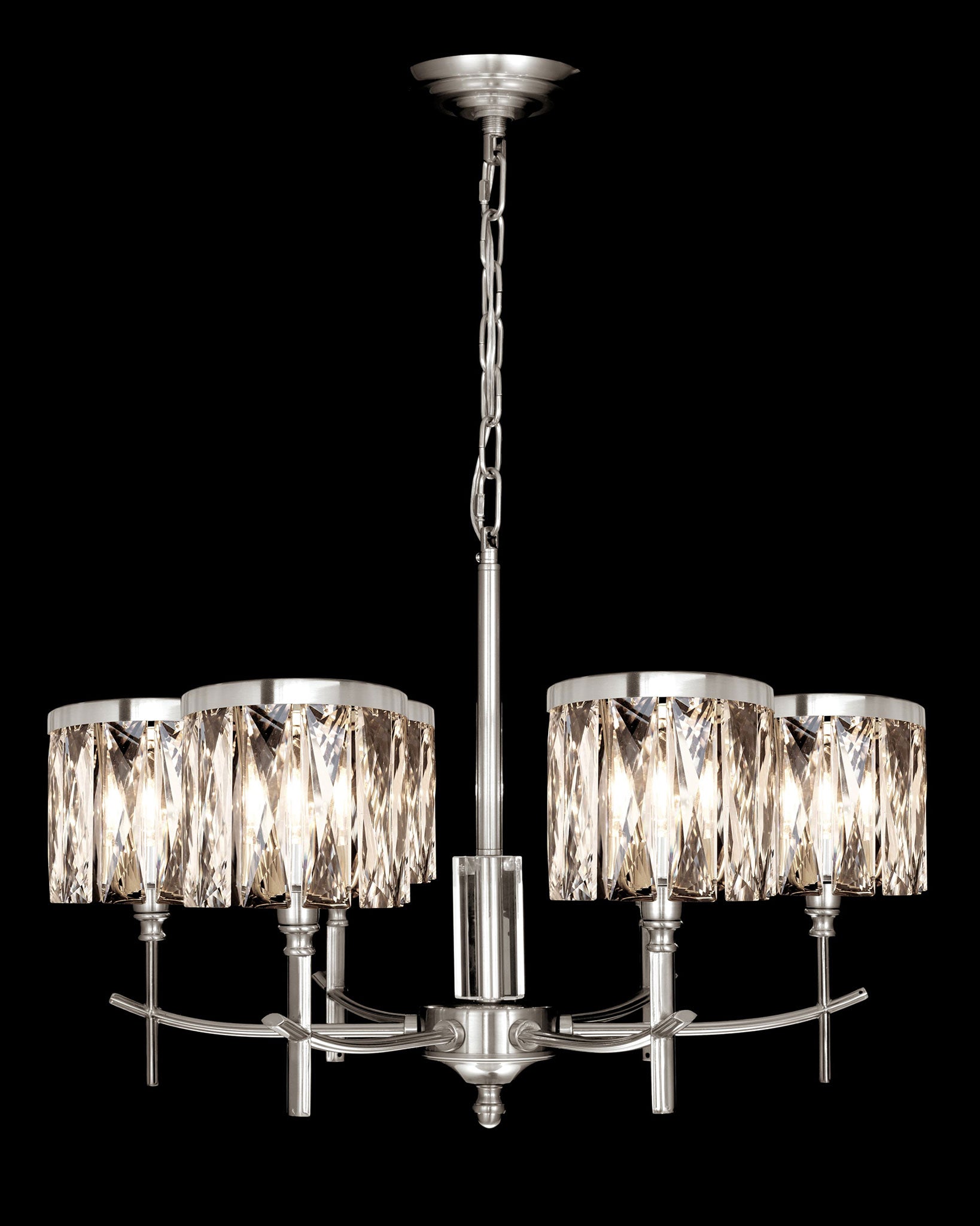 Opulence 6 Arm Chandelier Satin Nickel opulence  chandeliers  Bedroom  Lounge  Kitchen  Hallway MD737D-6ASN illuminati light
