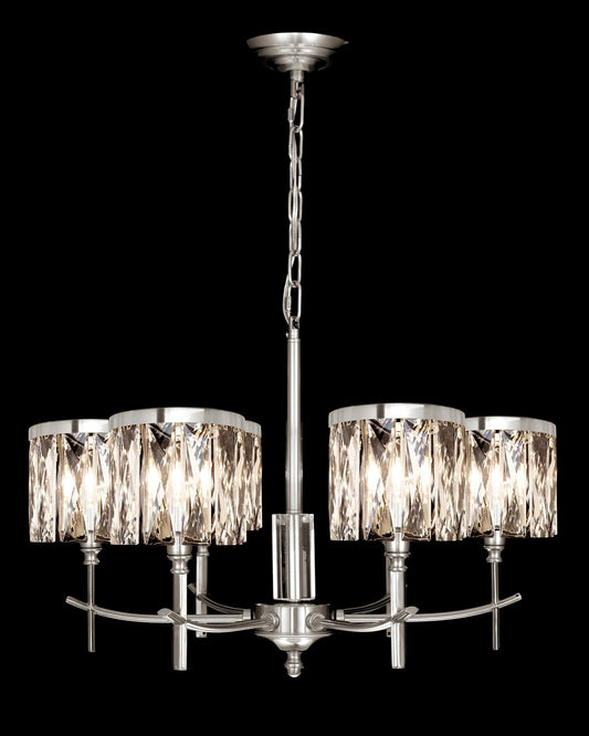 Opulence 6 Arm Chandelier Satin Nickel opulence  chandeliers  Bedroom  Lounge  Kitchen  Hallway MD737D-6ASN illuminati light