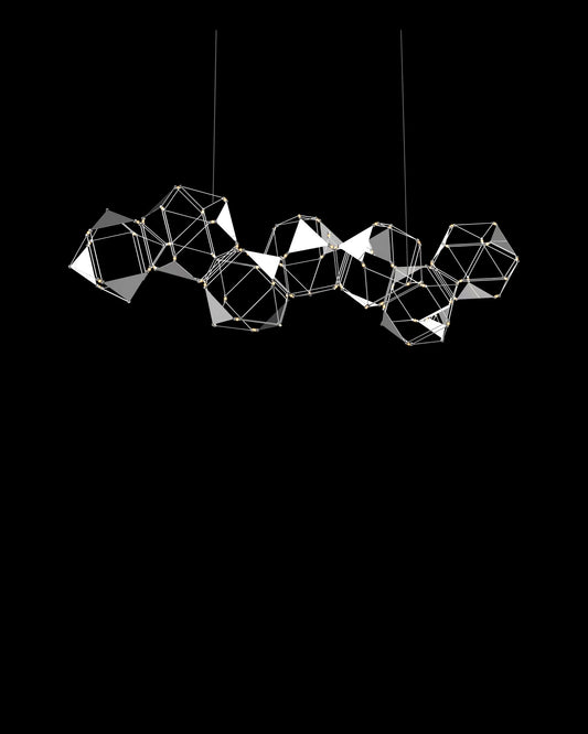 Lucciola Embellished 7 Prism Linear Pendant Stainless Steel lucciola-embellished  ceiling-pendant-lights  Bedroom  Lounge  Kitchen  Hallway MD19001068-7ASS illuminati light