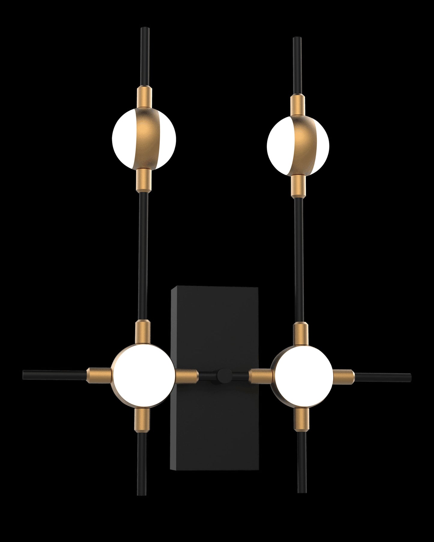Molecular 4Lt Wall Black With Gold Model B molecular wall-lights Bedroom Lounge Kitchen Hallway MB18001067-4BBG illuminati light