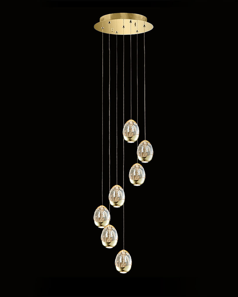 Terrene 7Lt Spiral Pendant Gold Dimmable terrene  ceiling-pendant-lights  Bedroom  Lounge  Kitchen  Hallway MD13003023-7AGOLD illuminati light