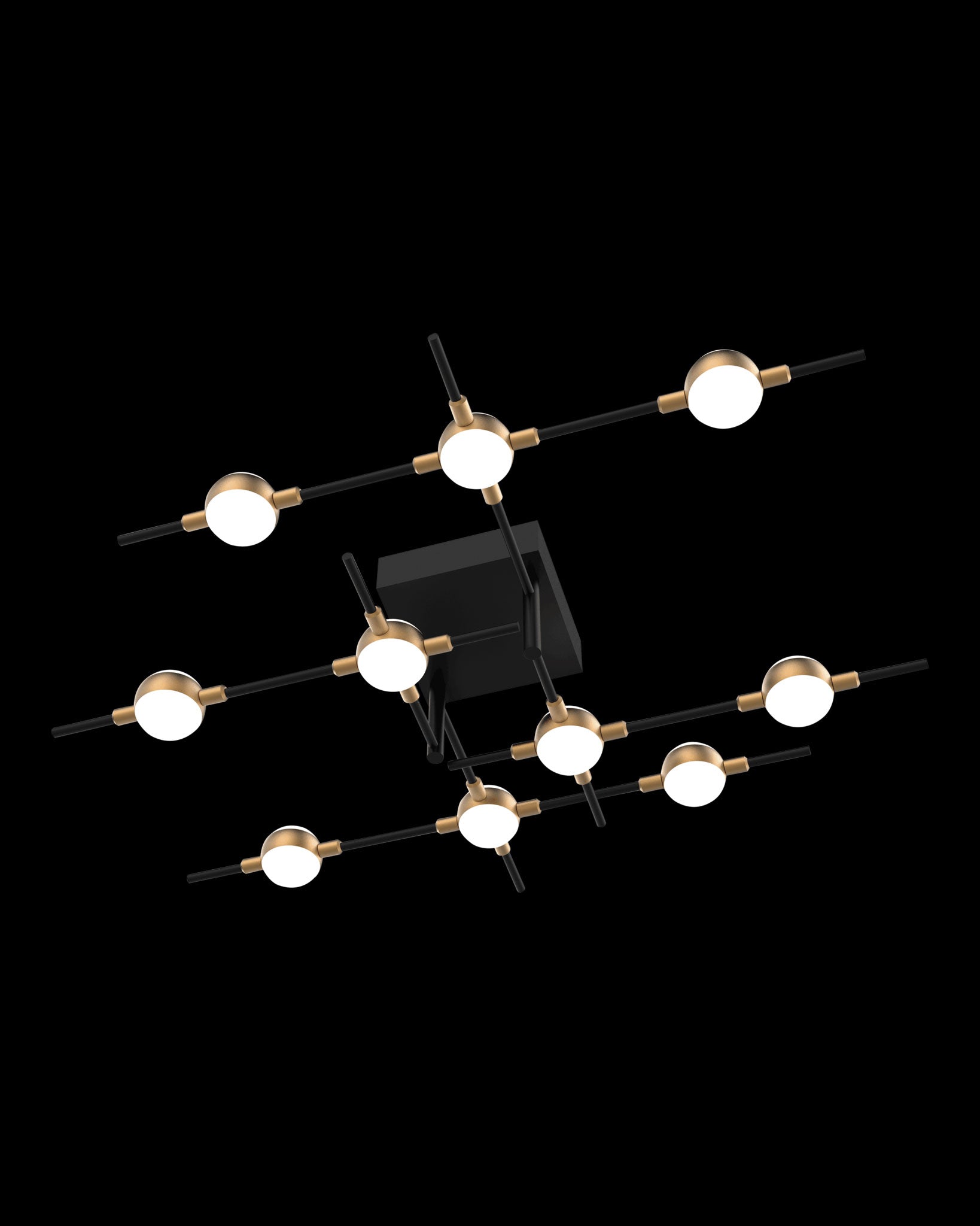 Molecular 10Lt Ceiling Black With Gold Model B molecular  ceiling-pendant-lights  Bedroom  Lounge  Kitchen  Hallway MX18001067-10BBG illuminati light