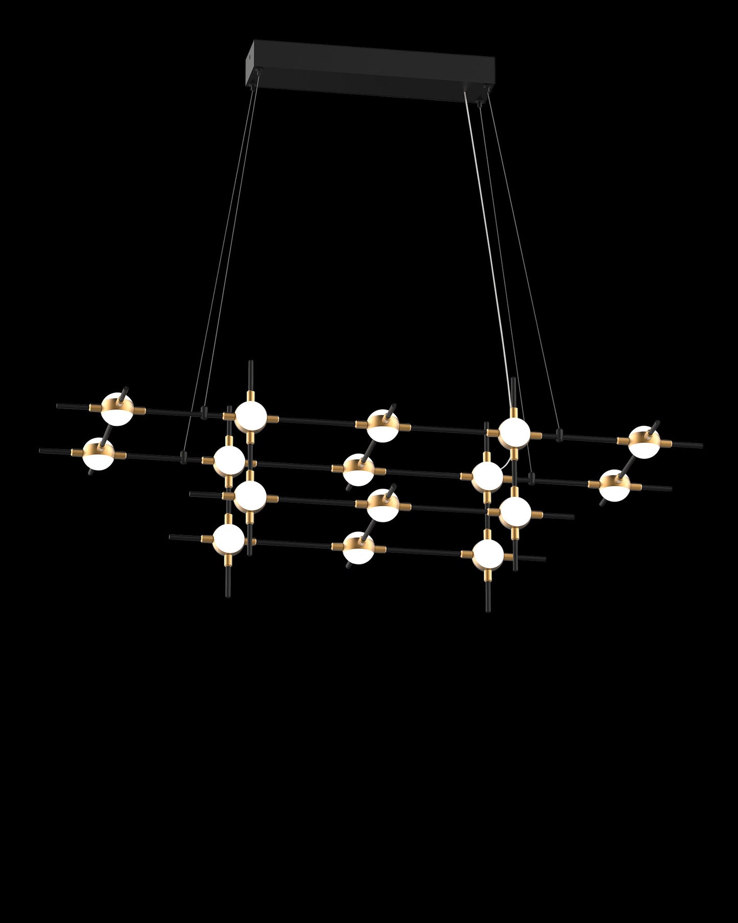 Molecular 16Lt Pendant Black With Gold Model C molecular ceiling-pendant-lights Bedroom Lounge Kitchen Hallway MD18001067-16CBG illuminati light