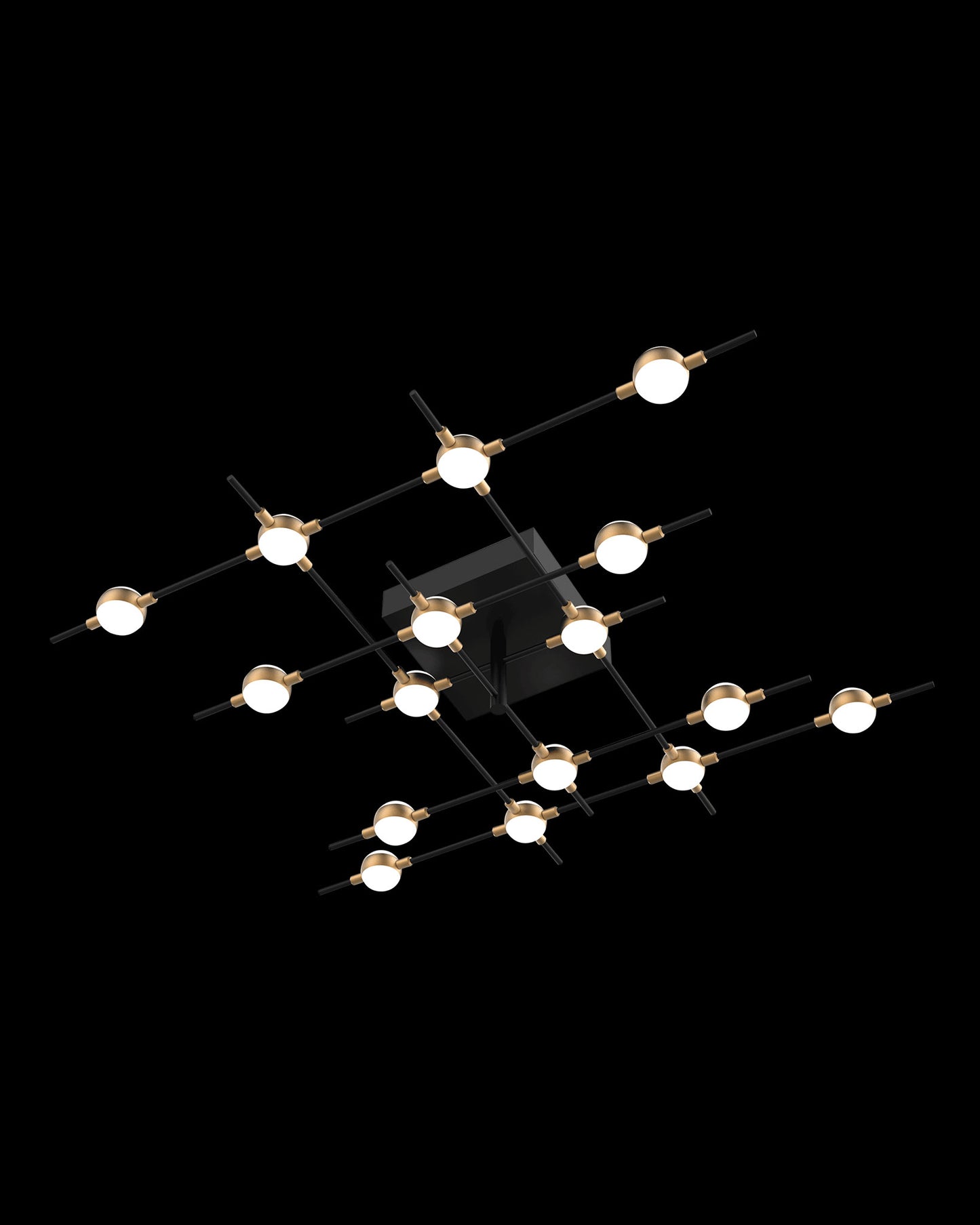Molecular 16Lt Ceiling Black With Gold Model B molecular ceiling-pendant-lights Bedroom Lounge Kitchen Hallway MX18001067-16BBG illuminati light
