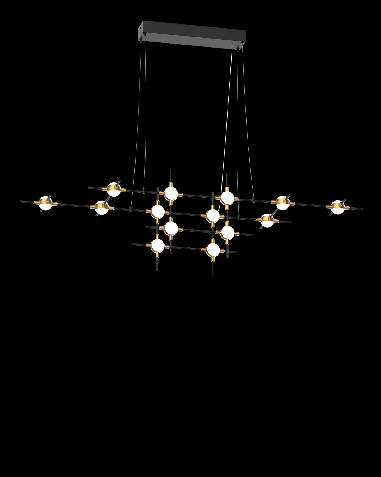 Molecular 14Lt Pendant Black With Gold Model C molecular ceiling-pendant-lights Bedroom Lounge Kitchen Hallway MD18001067-14CBG illuminati light