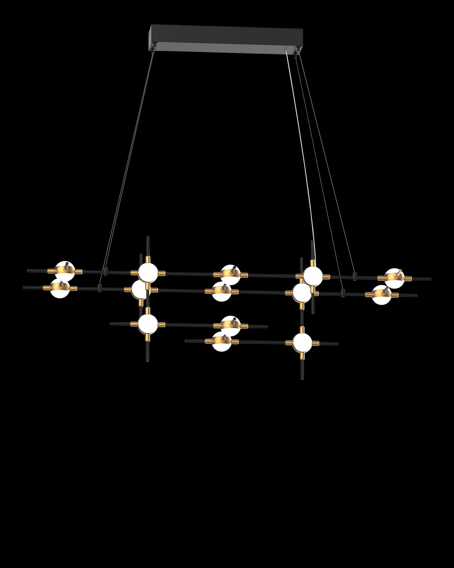 Molecular 14Lt Pendant Black With Gold Model E molecular ceiling-pendant-lights Bedroom Lounge Kitchen Hallway MD18001067-14EBG illuminati light