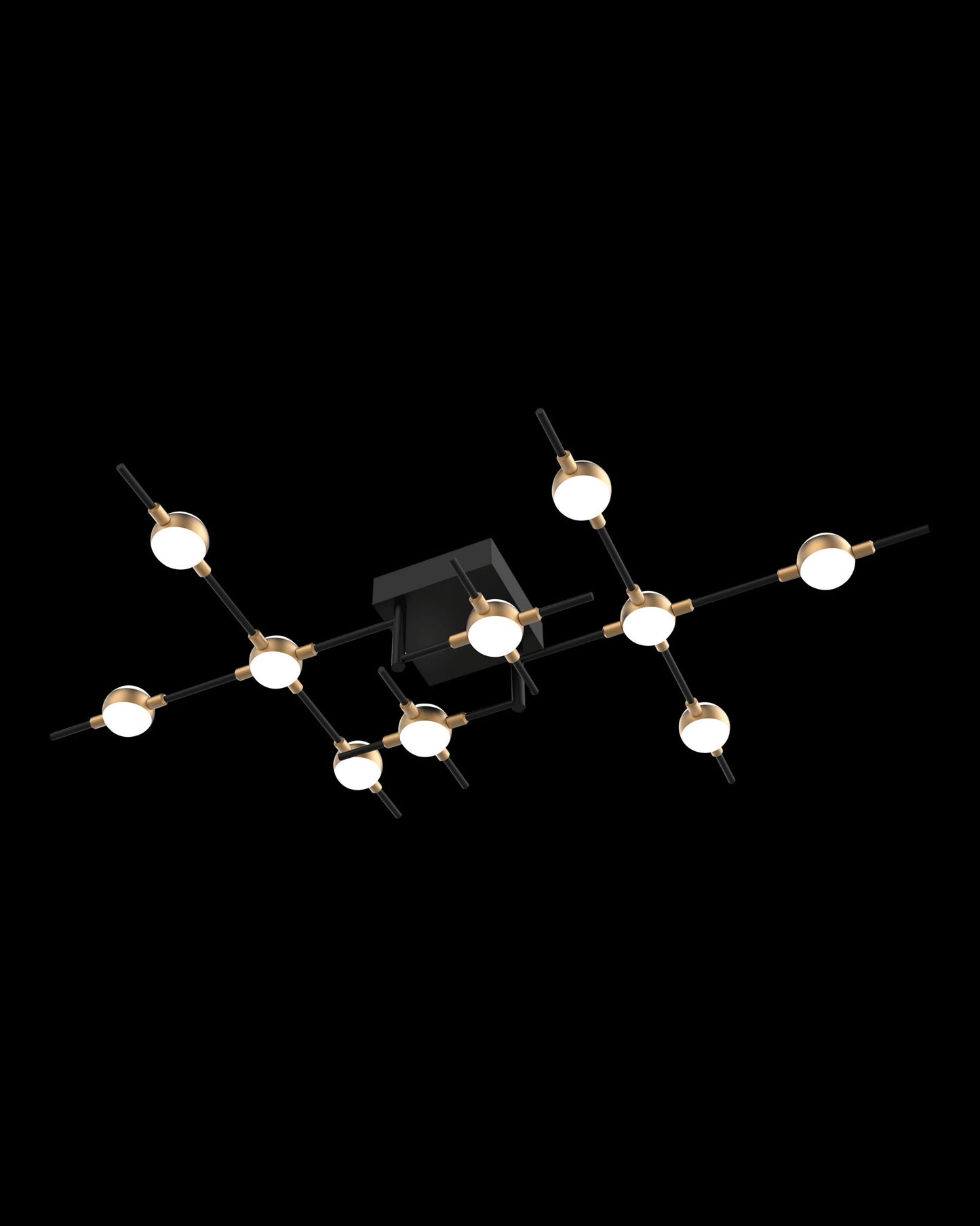 Molecular 10Lt Ceiling Black With Gold Model D molecular ceiling-pendant-lights Bedroom Lounge Kitchen Hallway MX18001067-10DBG illuminati light