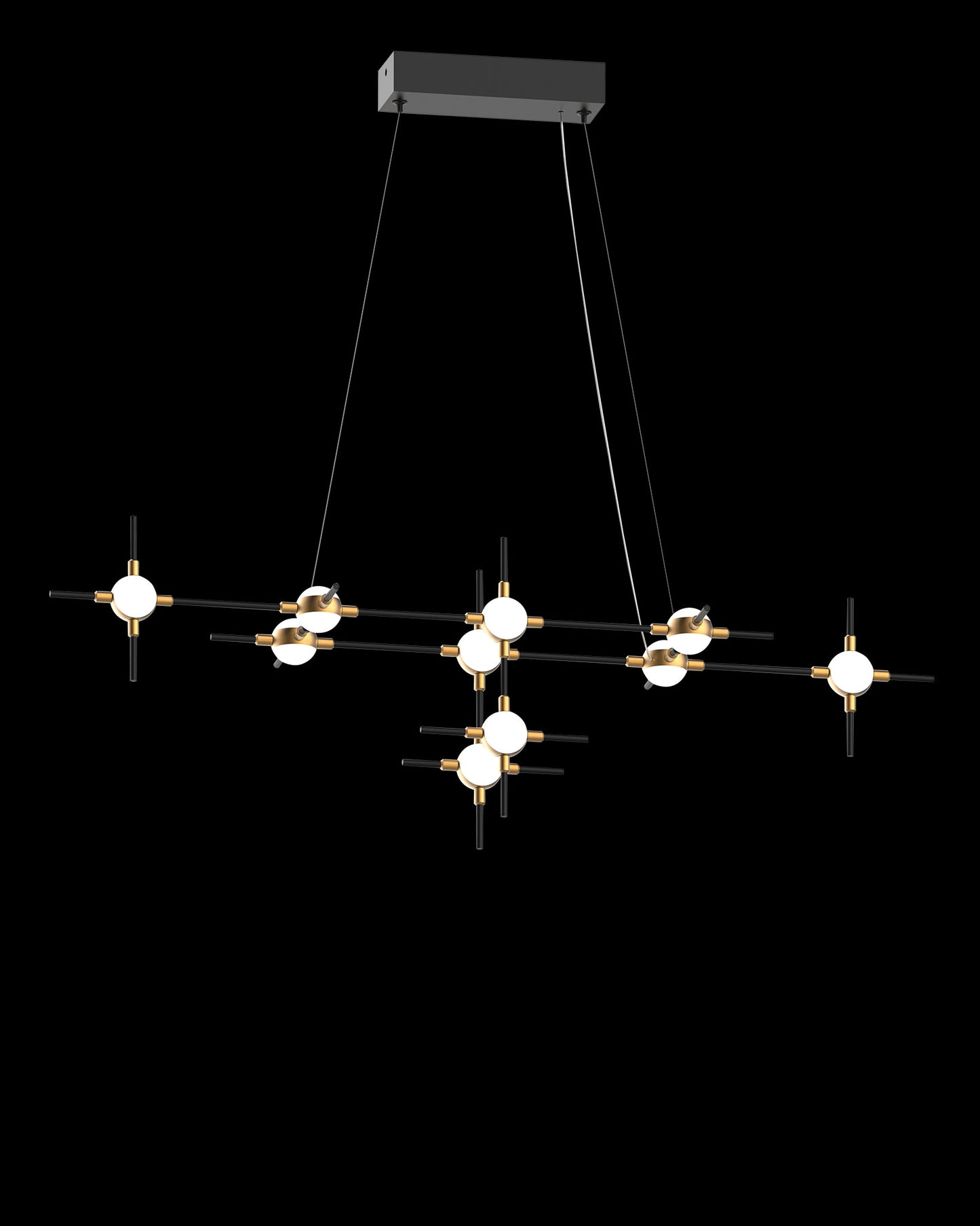 Molecular 10Lt Pendant Black With Gold Model E molecular ceiling-pendant-lights Bedroom Lounge Kitchen Hallway MD18001067-10EBG illuminati light