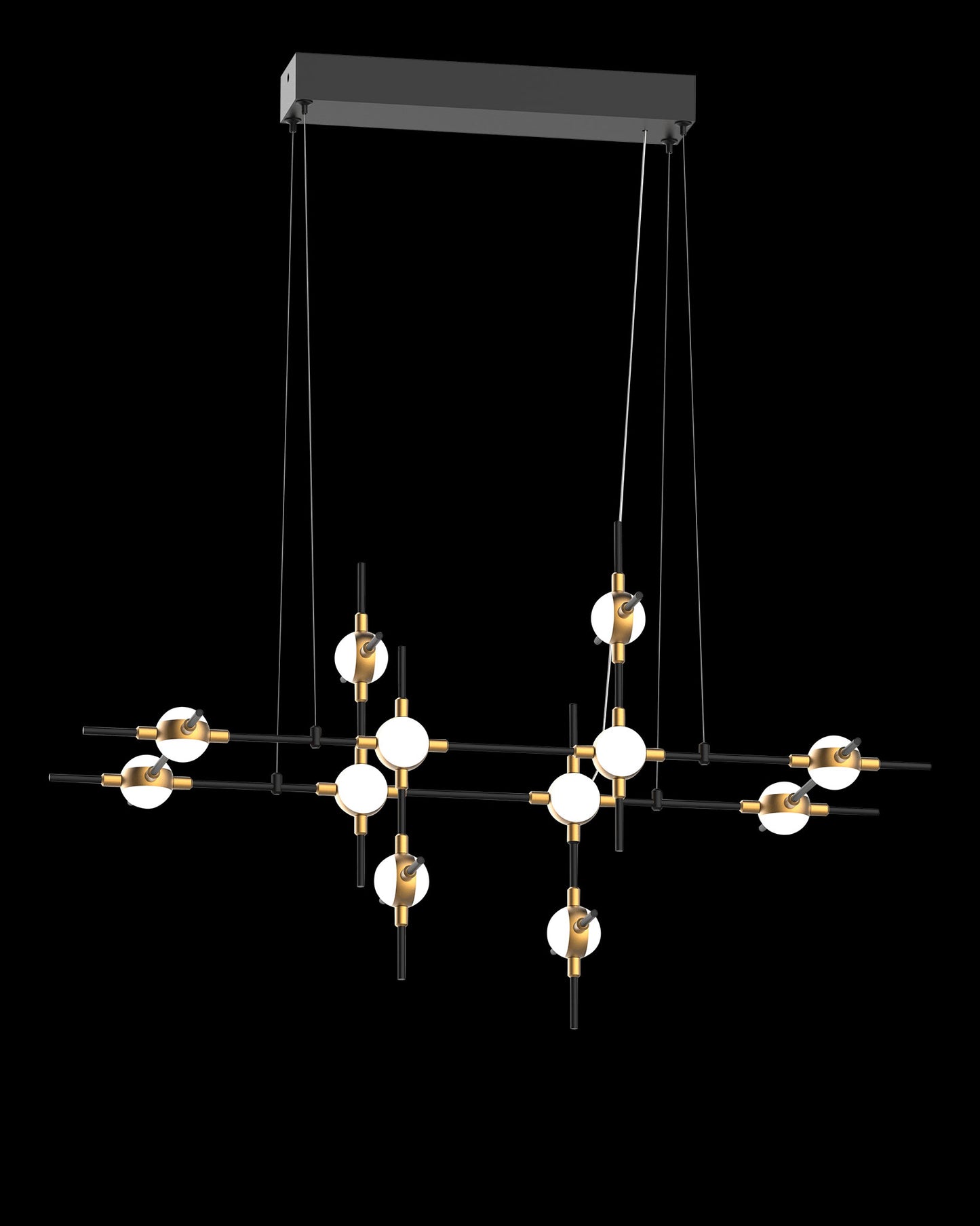 Molecular 12Lt Pendant Black With Gold Model J molecular ceiling-pendant-lights Bedroom Lounge Kitchen Hallway MD18001067-12JBG illuminati light