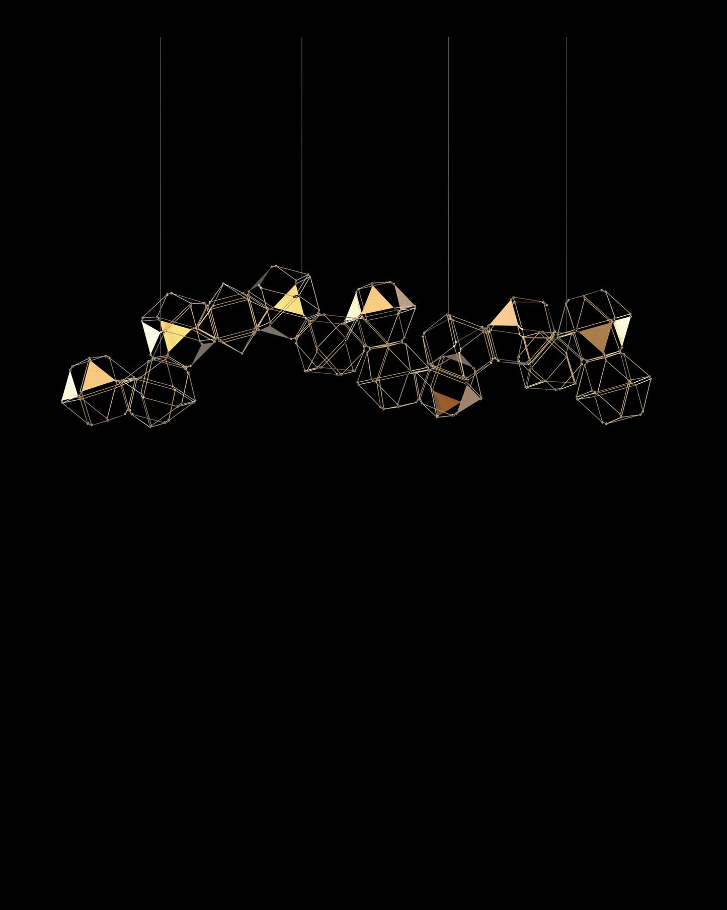 Lucciola Embellished 14 Prism Linear Pendant Brass lucciola-embellished ceiling-pendant-lights Bedroom Lounge Kitchen Hallway MD19001068-14ABRS illuminati light