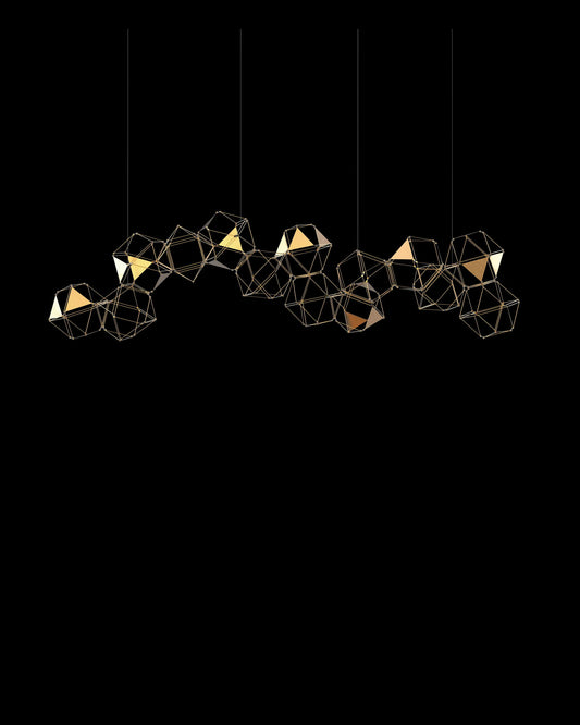 Lucciola Embellished 14 Prism Linear Pendant Brass lucciola-embellished  ceiling-pendant-lights  Bedroom  Lounge  Kitchen  Hallway MD19001068-14ABRS illuminati light