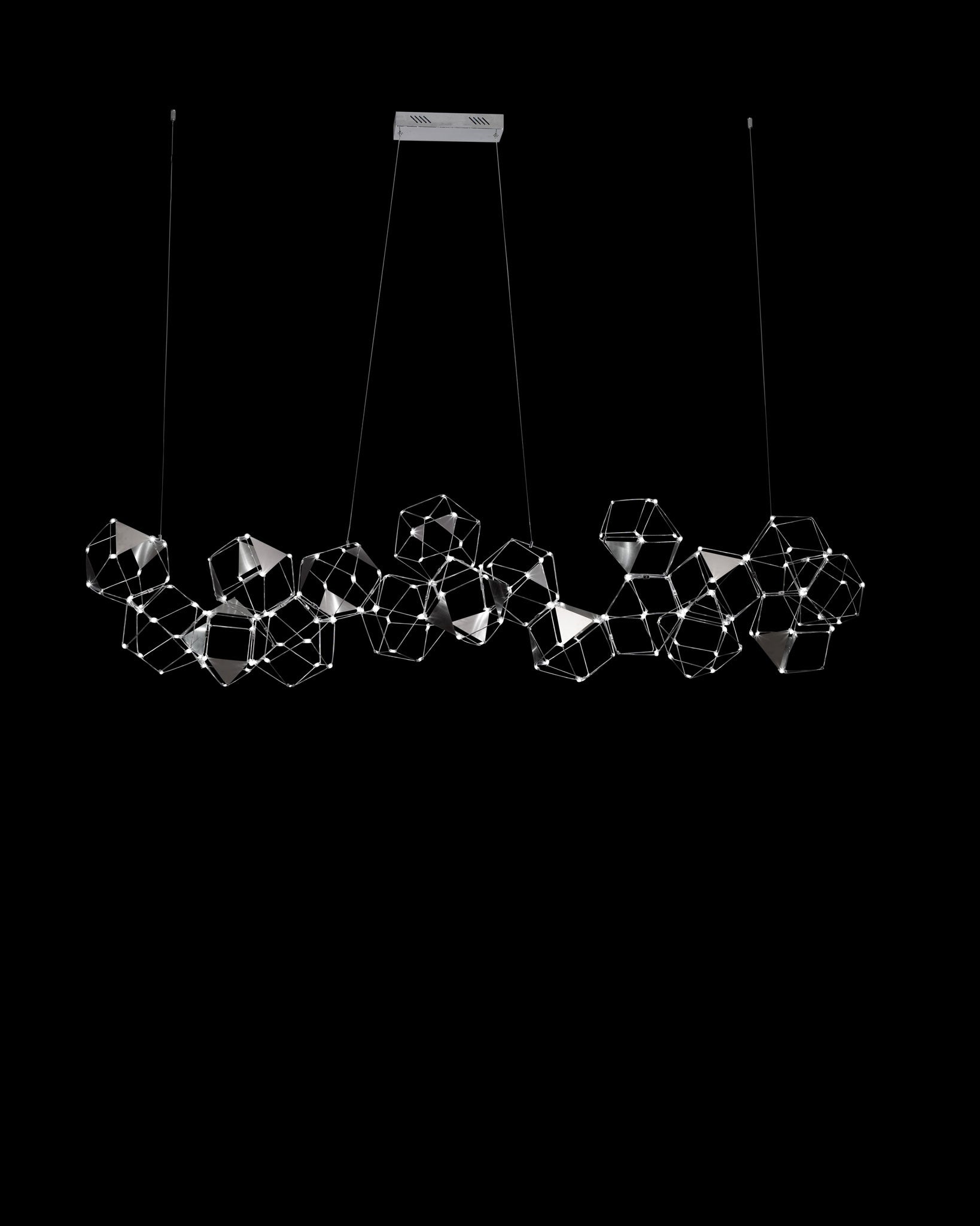 Lucciola Embellished 18 Prism Linear Pendant Stainless Steel lucciola-embellished  ceiling-pendant-lights  Bedroom  Lounge  Kitchen  Hallway MD19001068-18BSS illuminati light
