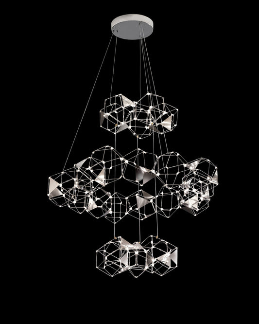 Lucciola Embellished 25 Prism 3 Tier Pendant Stainless Steel lucciola-embellished  ceiling-pendant-lights  Bedroom  Lounge  Kitchen  Hallway MD19001068-25GSS illuminati light