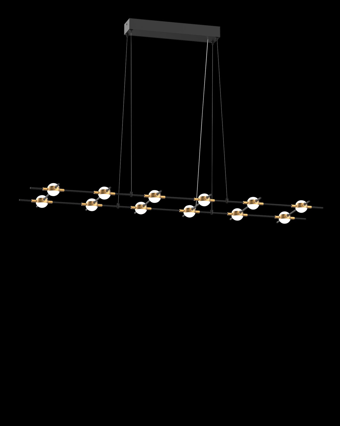 Molecular 12Lt Pendant Black With Gold Model L molecular ceiling-pendant-lights Bedroom Lounge Kitchen Hallway MD18001067-12LBG illuminati light
