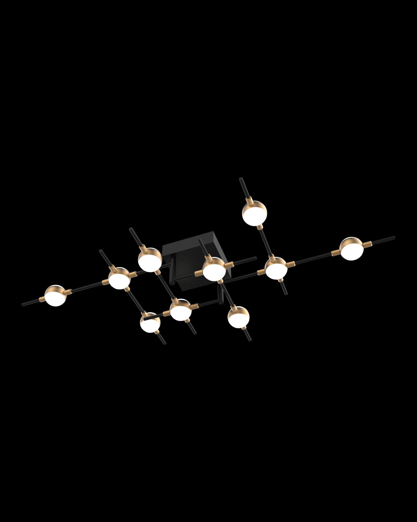 Molecular 10Lt Ceiling Black With Gold Model E molecular ceiling-pendant-lights Bedroom Lounge Kitchen Hallway MX18001067-10EBG illuminati light