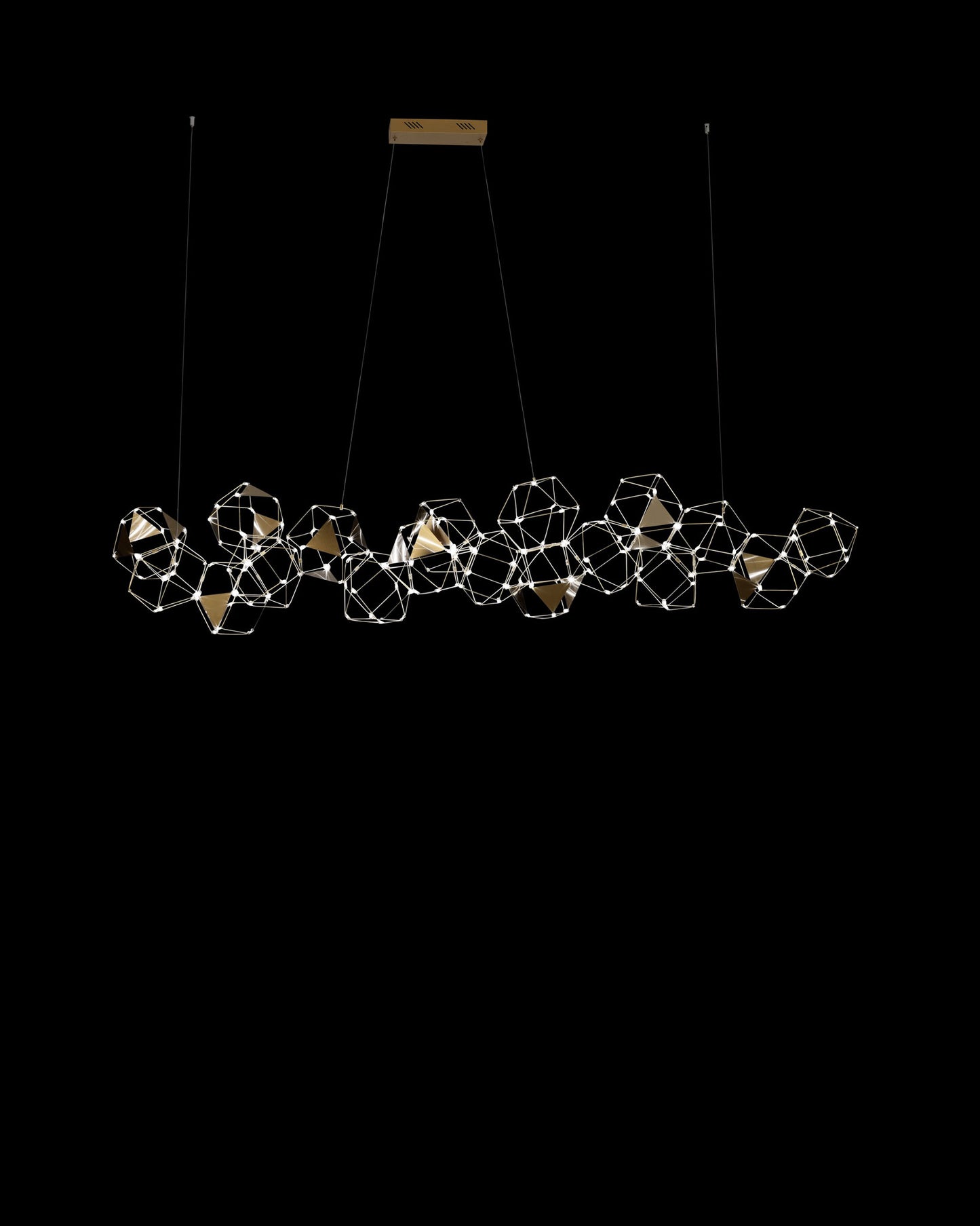 Lucciola Embellished 18 Prism Linear Pendant Brass lucciola-embellished ceiling-pendant-lights Bedroom Lounge Kitchen Hallway MD19001068-18BBRS illuminati light