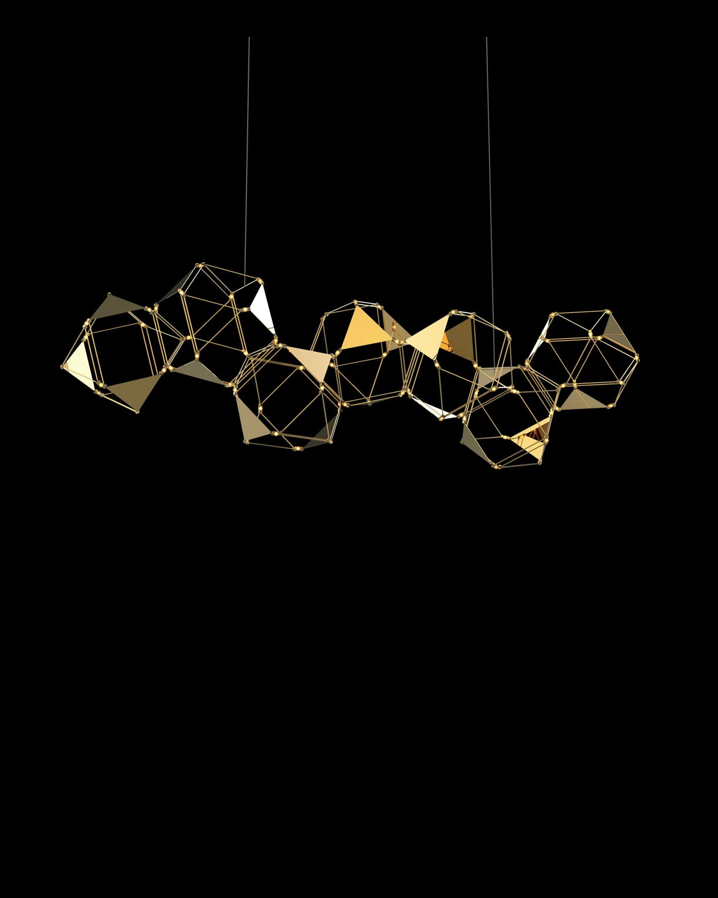 Lucciola Embellished 7 Prism Linear Pendant Brass lucciola-embellished ceiling-pendant-lights Bedroom Lounge Kitchen Hallway MD19001068-7ABRS illuminati light