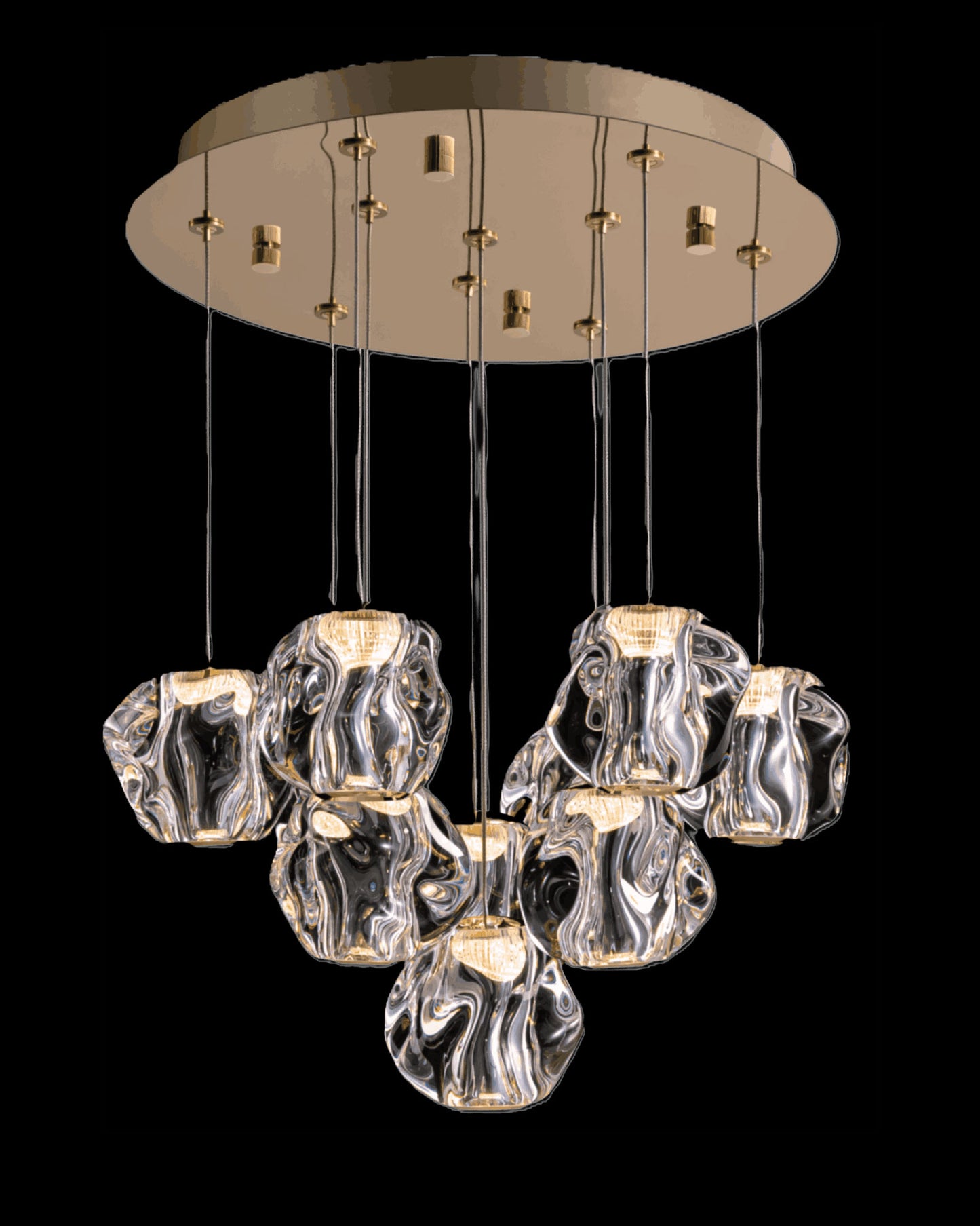 Ciottolo 10Lt Round Pendant Satin Gold Illuminati Light