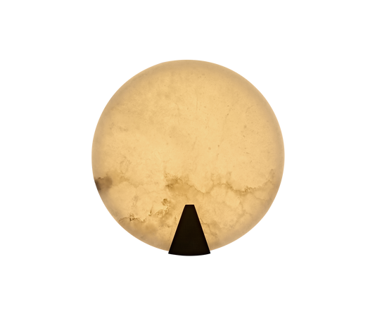 Alabaster Round Wall Light Antique Brass