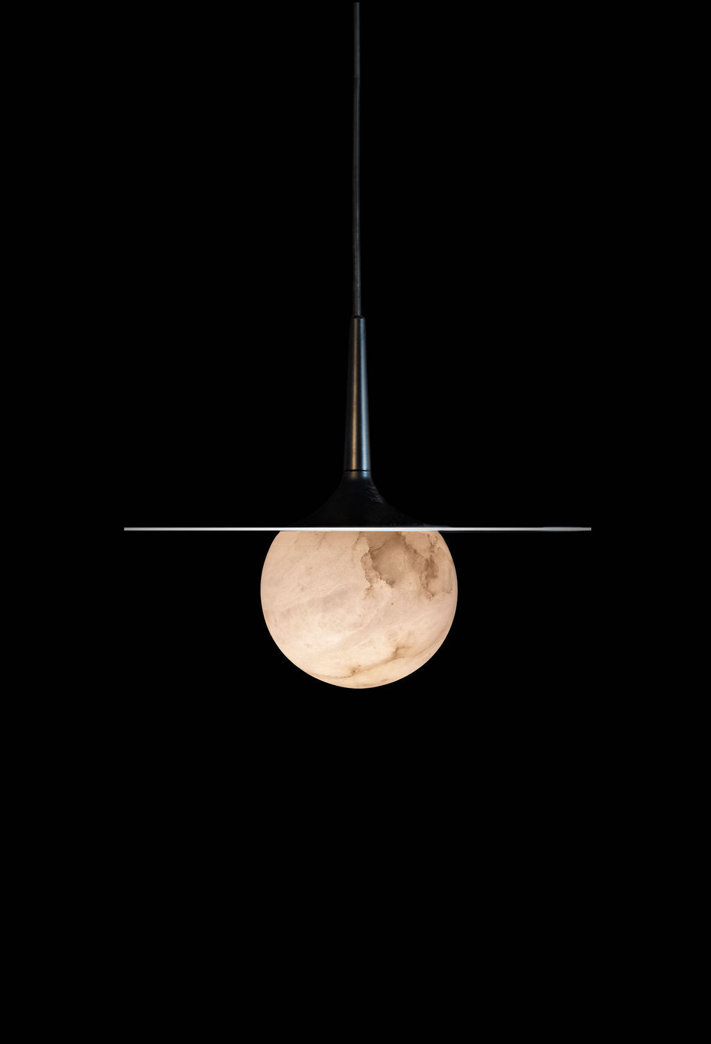 Alabaster Spun Metal Pendant Black