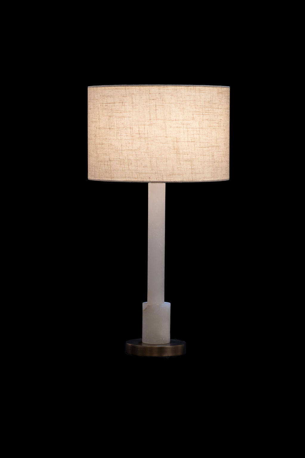 Alabaster Tall Cylinder Table lamp Antique Brass