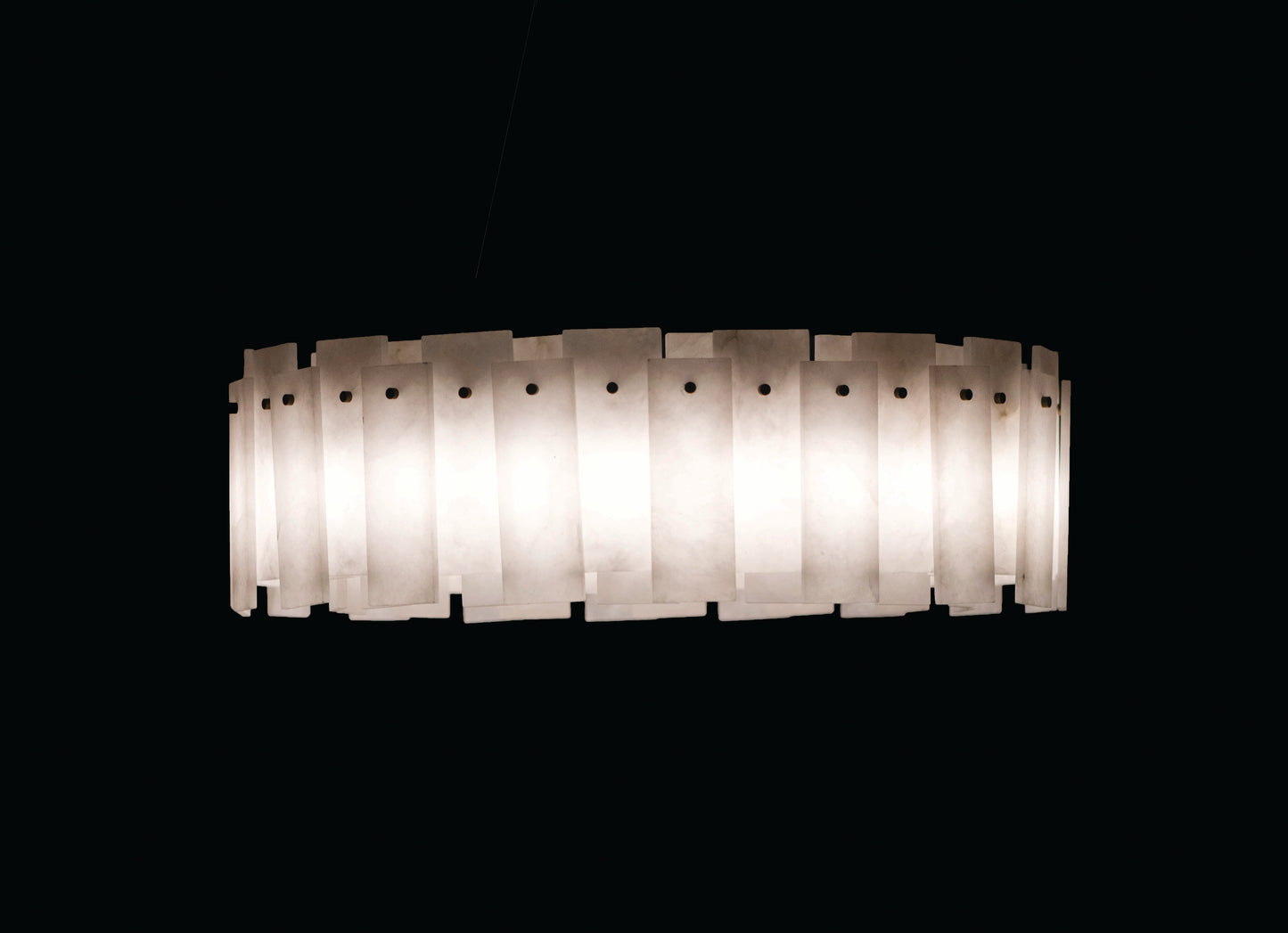 Alabaster Panel D60cm Ring Pendant Antique Brass