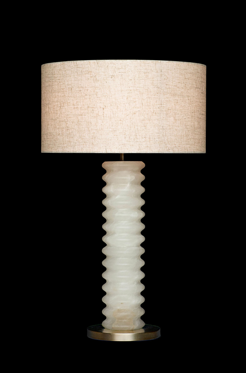 Alabaster Tall Ribbed Table Lamp Antique Brass