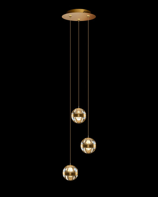 Frizzante 3Lt Round Pendant Satin Gold Champagne Glass Illuminati Light