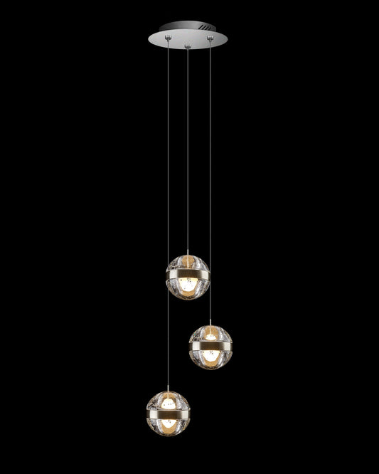 Frizzante 3Lt Round Pendant Satin Nickel Clear Glass Illuminati Light