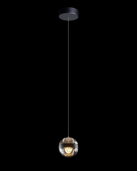 Frizzante Single Pendant Matt Black Smoke Glass Non Dim Illuminati Light