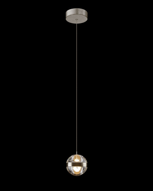Frizzante Single Pendant Satin Nickel Clear Glass Non Dim Illuminati Light