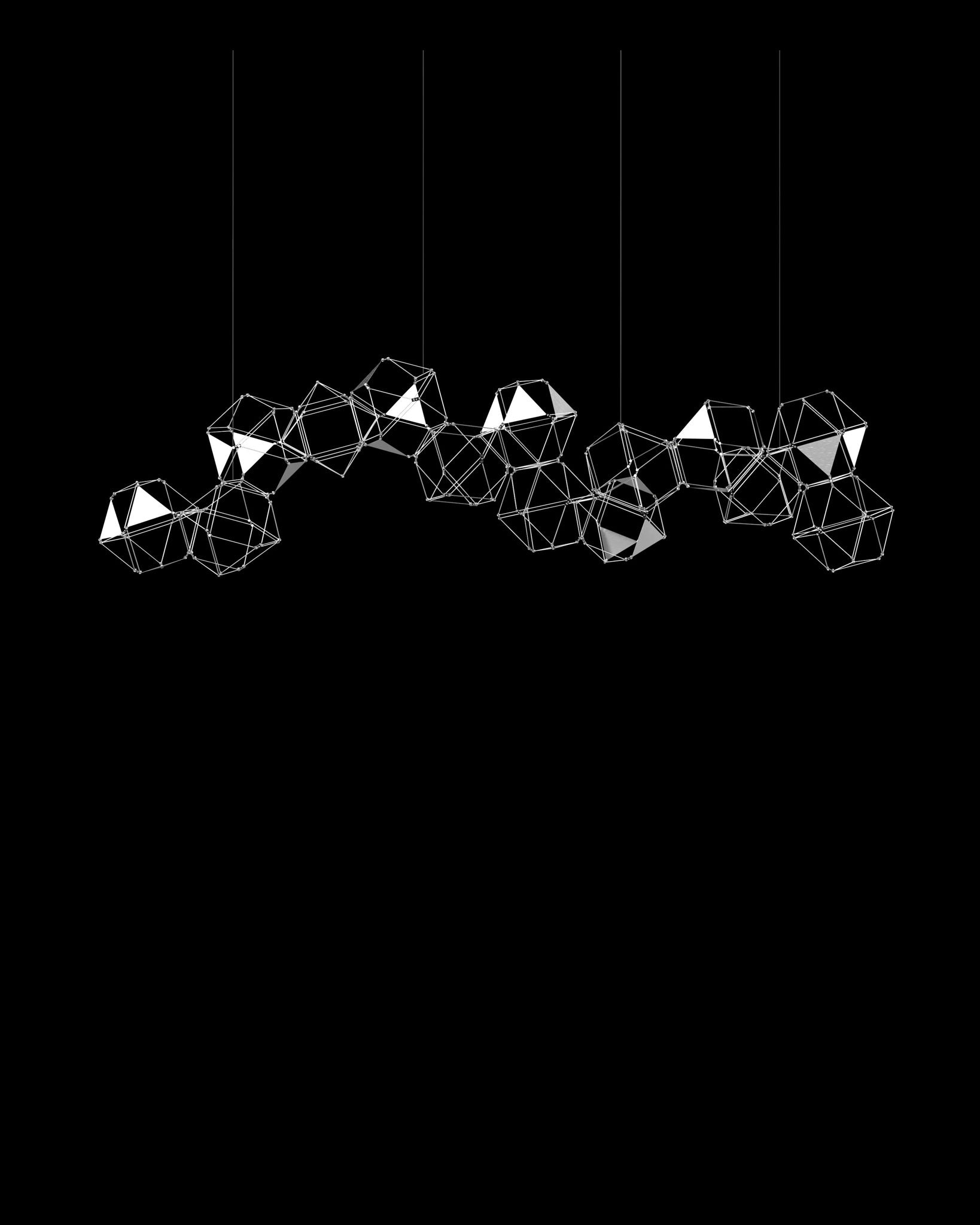 Lucciola Embellished 14 Prism Linear Pendant Stainless Steel lucciola-embellished  ceiling-pendant-lights  Bedroom  Lounge  Kitchen  Hallway MD19001068-14ASS illuminati light