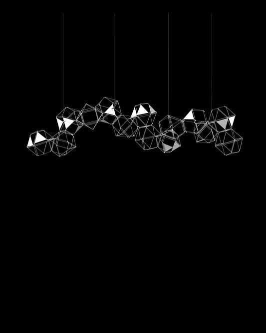 Lucciola Embellished 14 Prism Linear Pendant Stainless Steel lucciola-embellished  ceiling-pendant-lights  Bedroom  Lounge  Kitchen  Hallway MD19001068-14ASS illuminati light