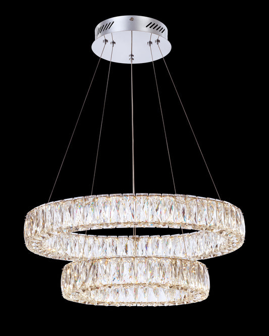 Crystal Ring Double Pendant Dimmable Illuminati Light