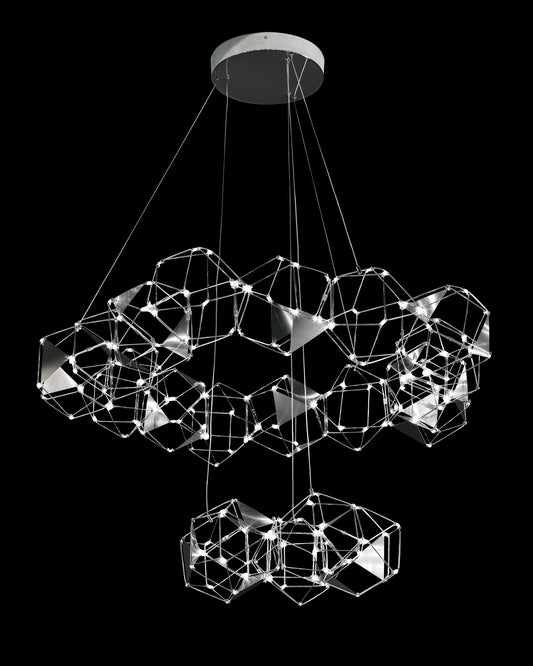 Lucciola Embellished 20 Prism 2 Tier Pendant Stainless Steel Illuminati Light