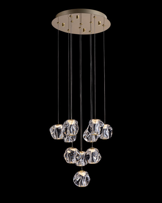 Ciottolo 10LT Round Pendant Satin Gold Illuminati Light