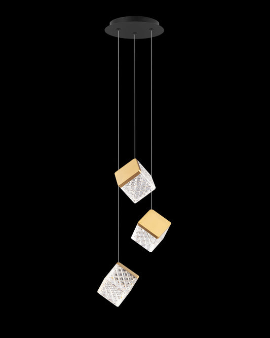 Magia 3Lt Pendant Matt Black with Satin Gold Illuminati Light