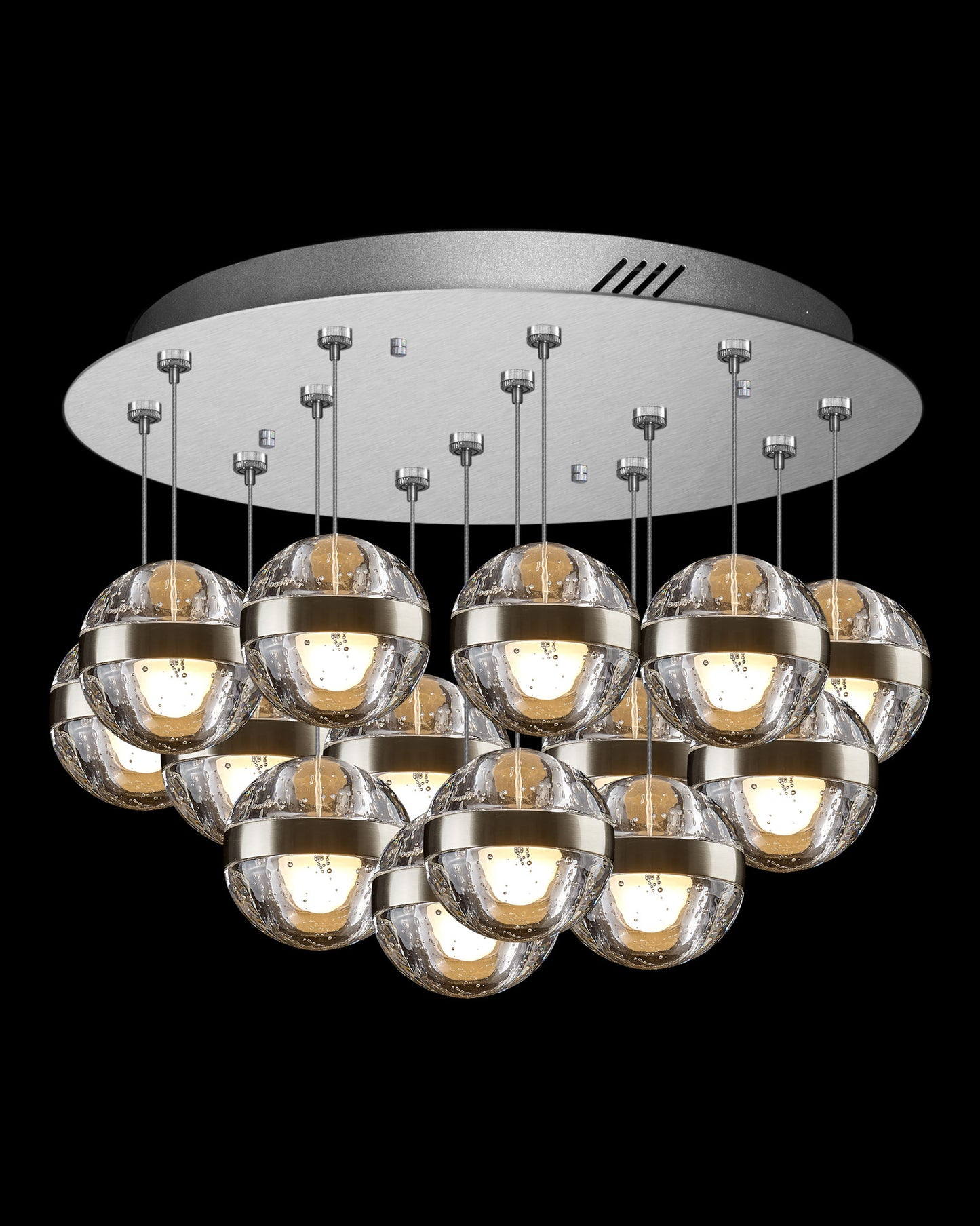 Frizzante 14Lt Round Pendant Satin Nickel Clear Glass Illuminati Light
