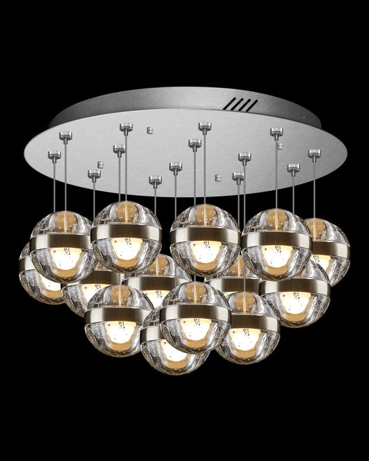 Frizzante 14Lt Round Pendant Satin Nickel Clear Glass Illuminati Light