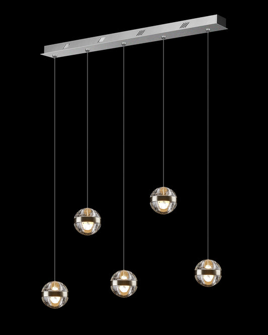 Frizzante 5Lt Bar Pendant Satin Nickel Clear Glass Illuminati Light