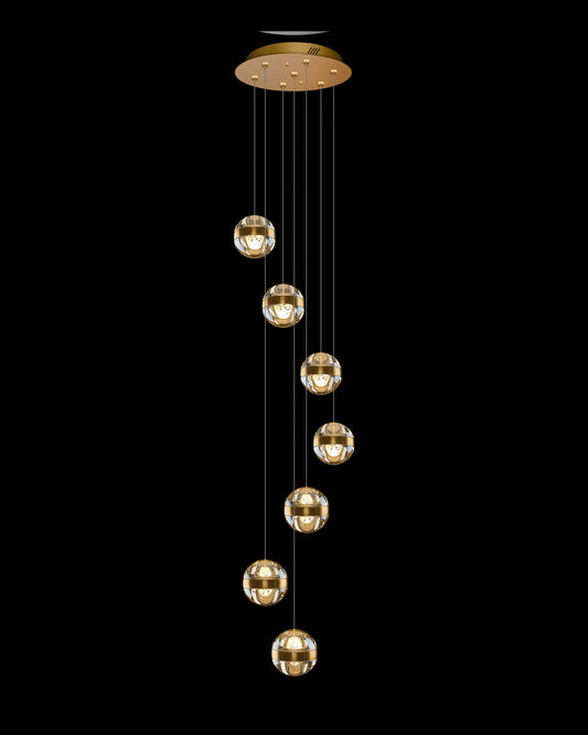 Frizzante 7Lt Round Pendant Satin Gold Champagne Glass Illuminati Light