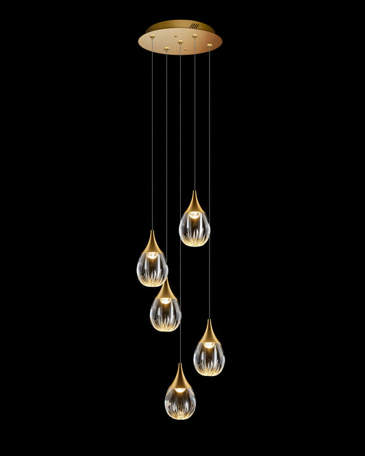 Stilla 5 Light Round Pendant Gold Illuminati