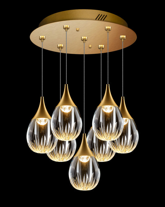 Stilla 7 Light Round Pendant Gold Illuminati
