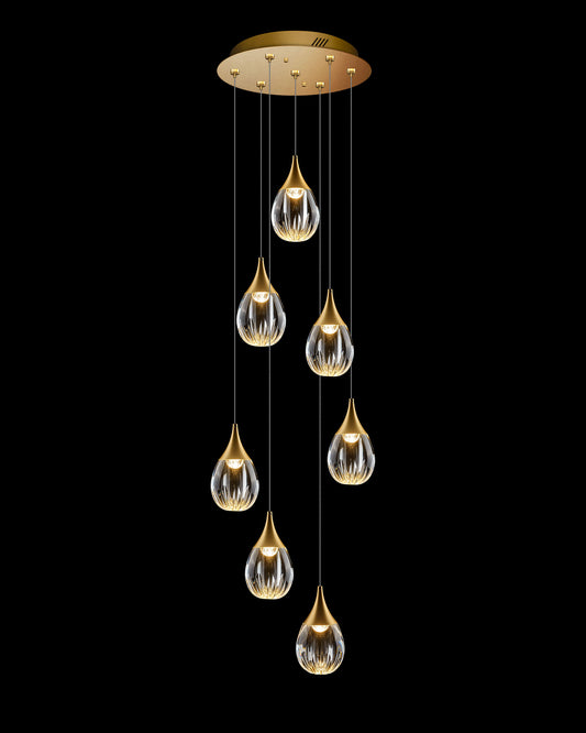 Stilla 7 Light Round Pendant Gold Illuminati