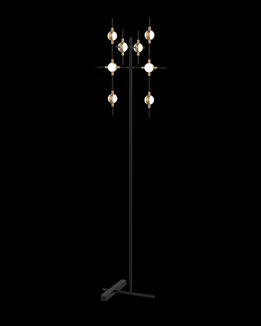 Molecular 8Lt Floor Lamp Black with Gold Model D Illuminati Light
