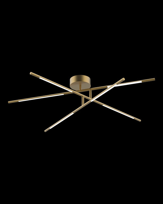Tubular 6Lt Ceiling Flush Satin Gold Model A Illuminati Light