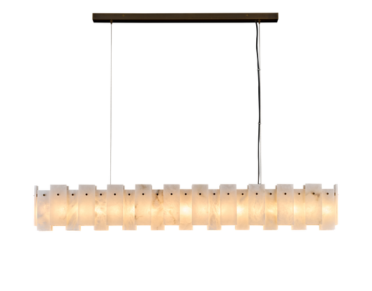 Alabaster Panel Bar Pendant L120 Antique Brass