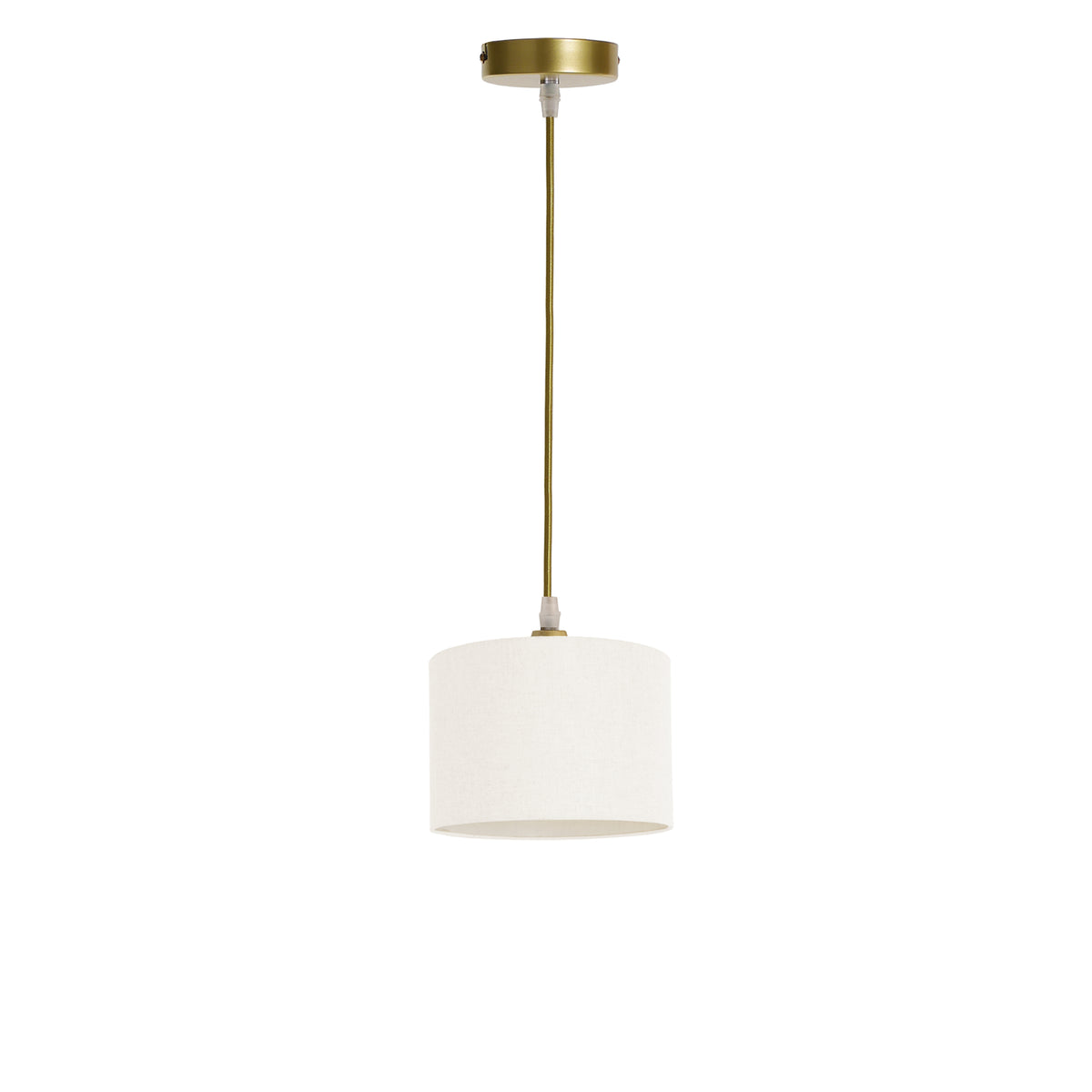 Kensington 1 Light Ceiling Pendant - Gold frame - Off White Fabric - 200mm