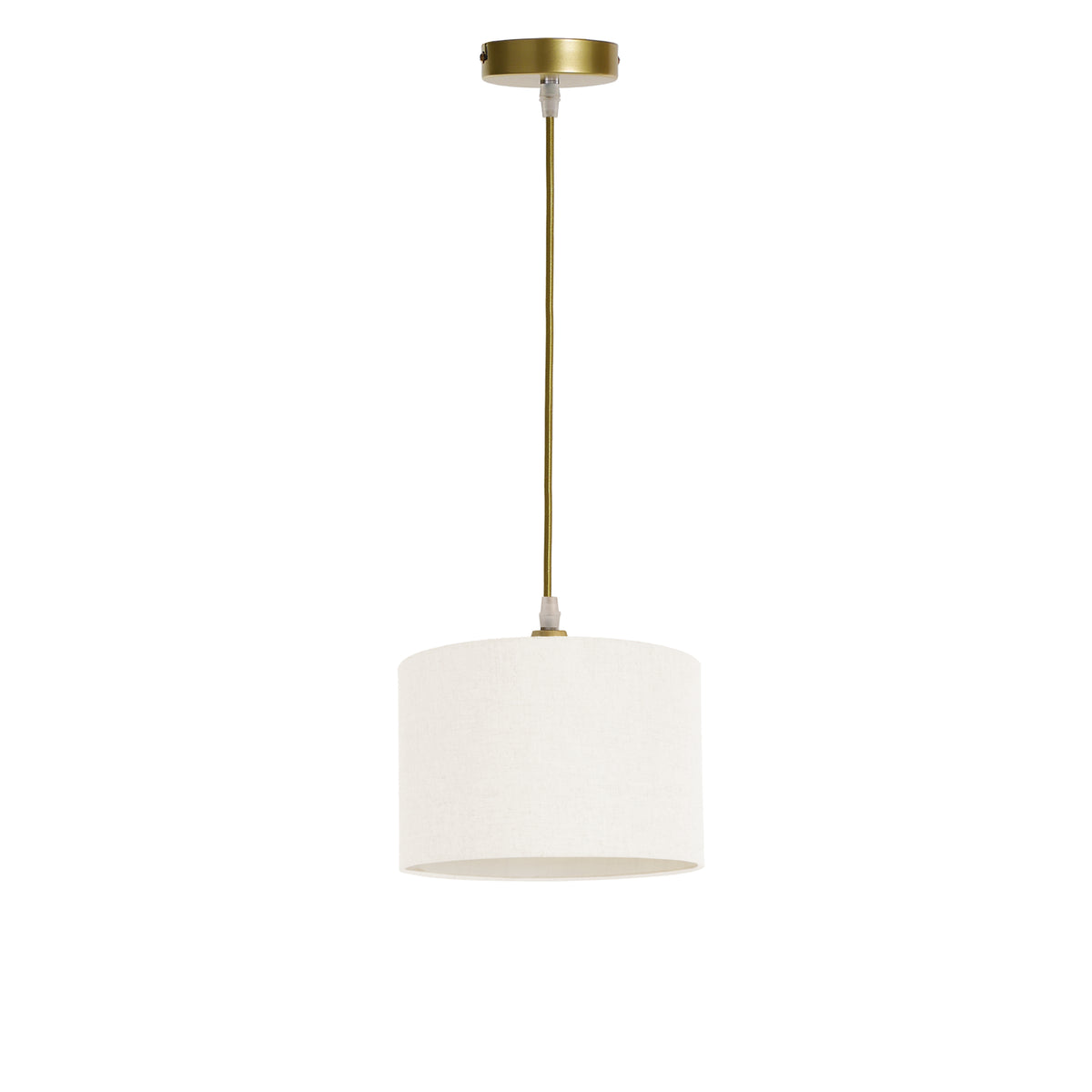 Kensington 1 Light Ceiling Pendant - Gold frame - Off White Fabric - 250mm